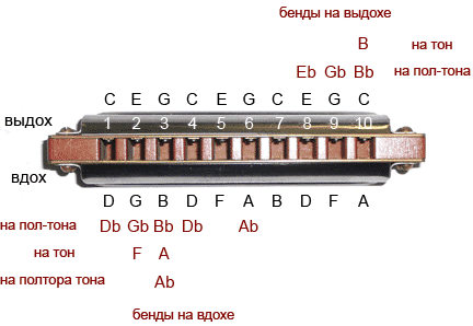 Губная гармошка схема